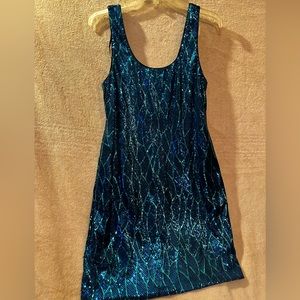 Blue/teal Lily Rose sequin dress, Size: XL